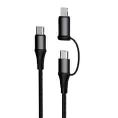 DUDAO L20 kabel USB-C / USB-C PD 60W + Lightning 18W QC 3.0 1m, siva