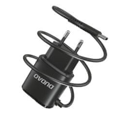 DUDAO A2Pro polnilnik 2x USB + vstavaný USB-C kabel 12W, črna