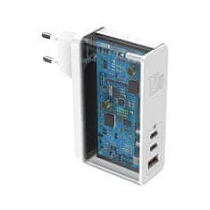 BASEUS GaN Mini USB adapter za hitro polnjenje + 2x Type-C 120W EU + Xiaobai Type-C / Type-C 100W 1m CCGAN-J02 kabel, bel