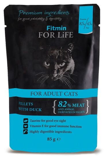 Fitmin mačja hrana v vrečki Cat pouch adult duck, 28x85 g