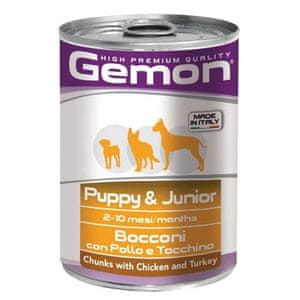  Gemon Puppy&Junior hrana za pse, s piščancem in puranom, 24 x 415 g