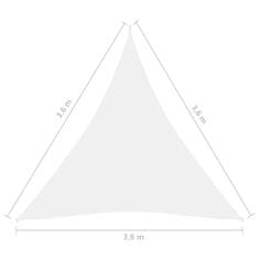 Vidaxl Senčno jadro oksford blago trikotno 3,6x3,6x3,6 m belo