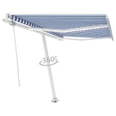 Vidaxl Avtomatska tenda LED + senzor 350x250 cm modra in bela