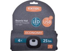 Extol Light Kapa z LED lučjo 43452, 4x25lm, polnilna, USB, temno siva, ECONOMY, univerzalna velikost