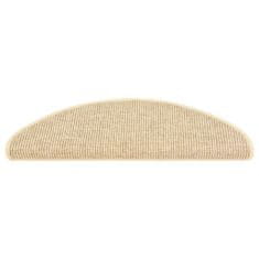 Vidaxl Samolepilne preproge za stopnice sisal 15 kosov 65x21x4 cm bež