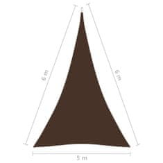 Vidaxl Senčno jadro oksford blago trikotno 5x6x6 m rjavo