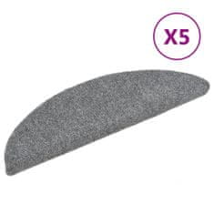 Vidaxl Samolepilne preproge za stopnice 5 kosov svetlo sive 54x16x4cm