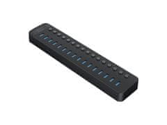 Orico USB hub, 16 vhodov, USB 3.0, s stikali, zunanje napajanje, črn (CT2U3-16AB)