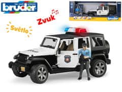 Bruder Policijski Jeep Wrangler 32 cm na baterije s svetlobo in zvokom s policistom