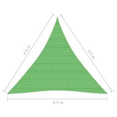 Vidaxl Senčno jadro 160 g/m2 svetlo zeleno 4,5x4,5x4,5 m HDPE