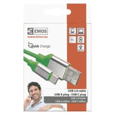 Emos kabel USB 2.0 A/M - USB C/M, 1 m, zelen
