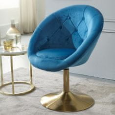 Bruxxi Vrtljivi fotelj Alvin, žamet, modra barva