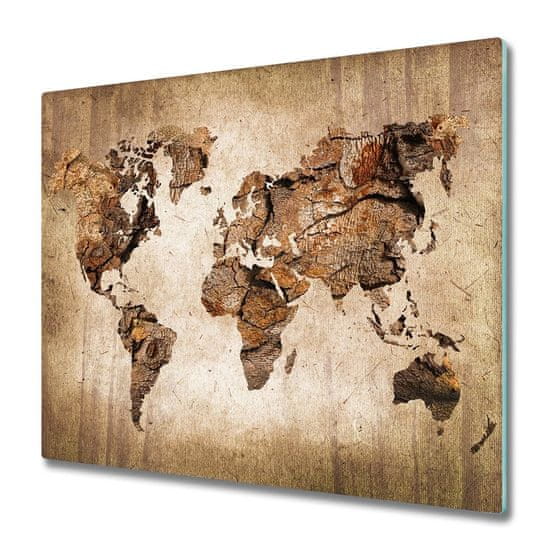 tulup.si Steklena podloga za rezanje Zemljevid sveta lesa