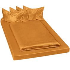 tectake 2 kompleta posteljnine iz sijočega satena 200 × 150 cm, 6 kosov Rjava
