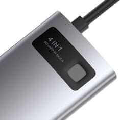 BASEUS Večnamenski razdelilnik USB-C z USB-C Power Delivery HDMI USB 3.2 USB 2.0 4-v-1 Metal Gleam