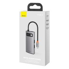 BASEUS Večnamenski razdelilnik USB-C z USB-C Power Delivery HDMI USB 3.2 USB 2.0 4-v-1 Metal Gleam