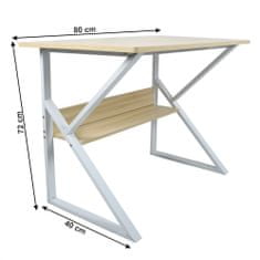 KONDELA Pisalna miza Tarcal 80 - hrast / bela