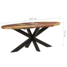 Vidaxl Jedilna miza ovalna 200x100x75 cm trden predelan les