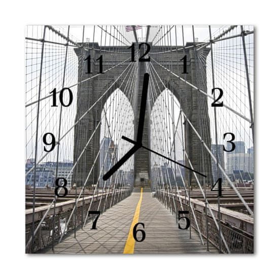 tulup.si Steklena kvadratna ura Brooklyn bridge 30x30 cm Črne kazalke