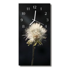 tulup.si Steklena navpična ura Dandelion rože črna 30x60 cm Bele kazalke