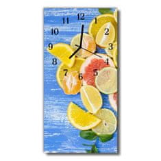 tulup.si Steklena navpična ura Kuhinja citrus barva sadja 30x60 cm Črne kazalke