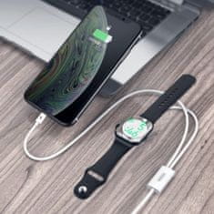 Joyroom Ben Series brezžični polnilna za Apple Watch + kabel USB / Lightning 1.5m, bela