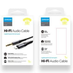 Joyroom Hi-Fi Audio kabel 3.5 mm jack / Lightning 1m, črna