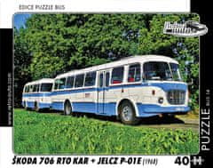 RETRO-AUTA Puzzle BUS št. 14 Škoda 706 RTO KAR + JELCZ P-01E (1968) 40 kosov