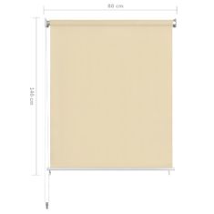 Vidaxl Zunanje rolo senčilo krem 80x140 cm HDPE