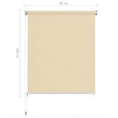 Vidaxl Zunanje rolo senčilo krem 80x230 cm HDPE