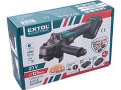 Extol Industrial Akumulatorski kotni brusilnik Extol Industrial (8791840) SHARE20V, 125mm, BRUSHLESS, 20V Li-ion, 2000mAh