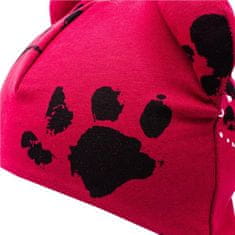 NEW BABY paw temno roza bombažna otroška kapa z ušesi - 62 (3-6m)