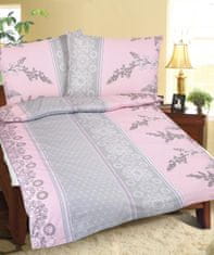 Bombažna posteljnina - 140x200, 70x90 cm - roza, siva
