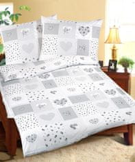 Bombažna posteljnina - 140x200, 70x90 cm - Heart patchwork, siva