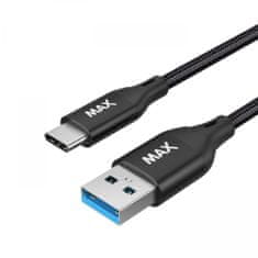 MAX USB 3.0 - USB-C kabel, 2 m, pleten, črn (UCC2B)