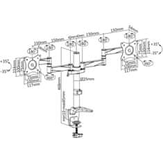 IcyBox nosilec za monitor do diagonale 68,6 cm, dvojni, namizni
