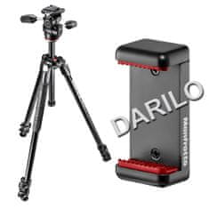 Manfrotto 290 Xtra Aluminijasto 3-sekcijsko stojalo z 3 Way glavo (MK290XTA3-3W) + GRATIS nosilec za telefon (MCLAMP)