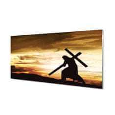 tulup.si Slika na akrilnem steklu Jezus križ sunset 120x60 cm 4 obešalnika