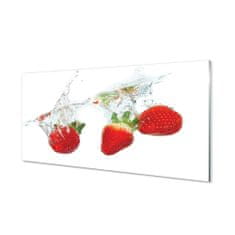 tulup.si Slika na steklu Water strawberry belo ozadje 100x50 cm 4 obešalnika