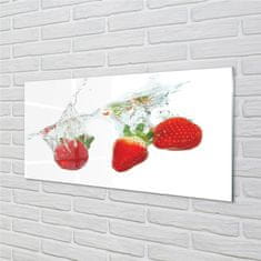 tulup.si Slika na steklu Water strawberry belo ozadje 100x50 cm 4 obešalnika