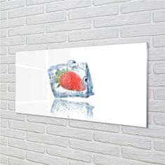 tulup.si Slika na steklu Strawberry ledena kocka 125x50 cm 4 obešalnika