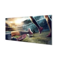 tulup.si Slika na steklu Čepi nogometni stadion 125x50 cm 2 obešalnika