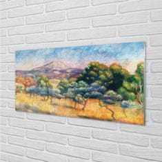 tulup.si Slika na steklu Art naslikal jesensko pogled 125x50 cm 2 obešalnika