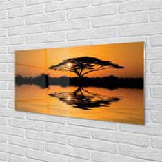 tulup.si Slika na steklu Sunset drevo 125x50 cm 4 obešalnika