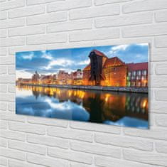 tulup.si Steklena slika Gdansk reka stavbe 100x50 cm 4 obešalnika