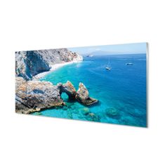 tulup.si Slika na akrilnem steklu Grčija na plaži ob morju 100x50 cm 2 obešalnika