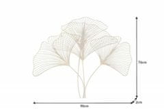 KINGHOME INVICTA stenska dekoracija GINKGO 90 cm zlata