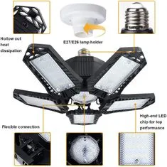 Netscroll LED reflektor za garažo ali delavnico, LED svetilka za garažo, vrt, dvorišče, delavnico ali skladišče, zlgožljive glave, GarageLights