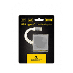 CABLEXPERT Adapter USB-C 3-in-1, USB-C, HDMI, USB-A temno siv