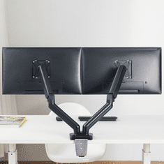 Uvi Desk VESA nosilec s plinsko vzmetjo za dva monitorja, od 43,18 cm (17) do 81,28 cm (32) (UVIDVGSDM) - odprta embalaža